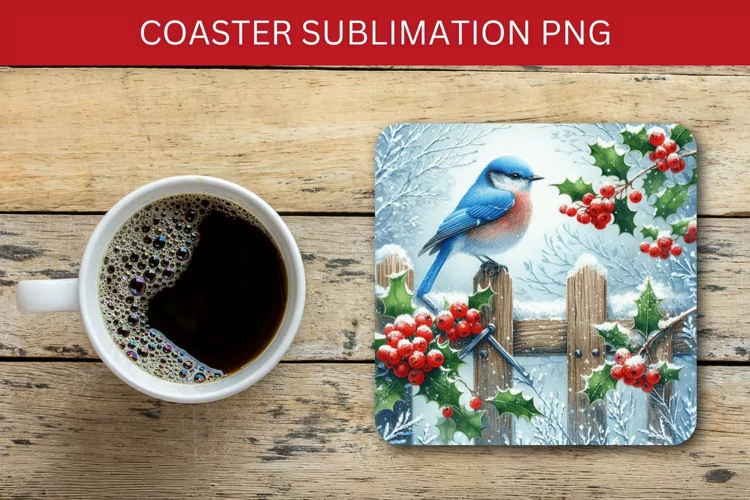 square coaster - hummingbird in the snow