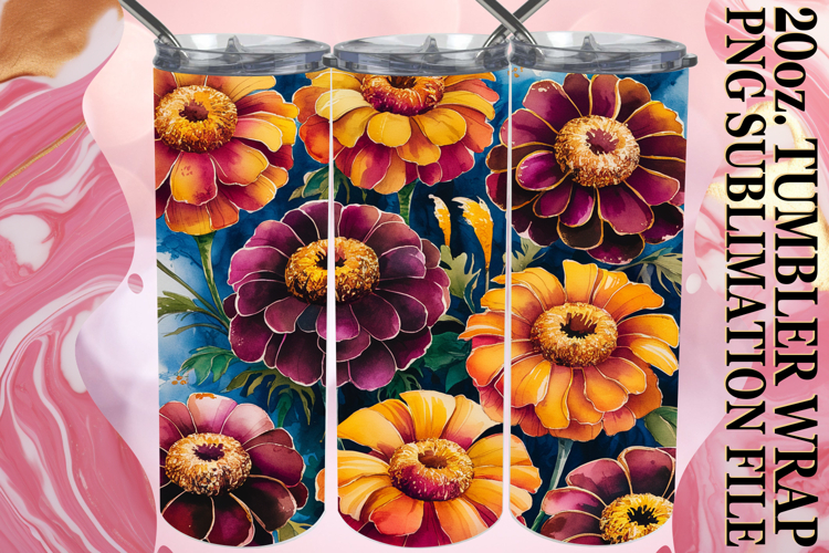 Vibrant Mornings 20oz tumbler wrap, Flower Pattern