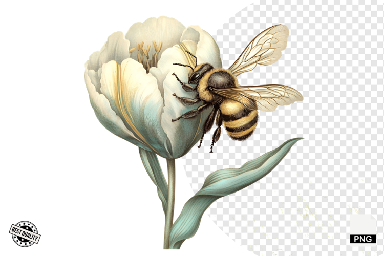 Summer Bees & Sunflowers PNG - Summer Clipart example image 1