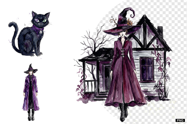 Halloween Haunted Cottage Clipart example image 1