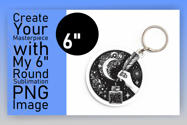 Artful Round Design Keychain Template , Mystic
