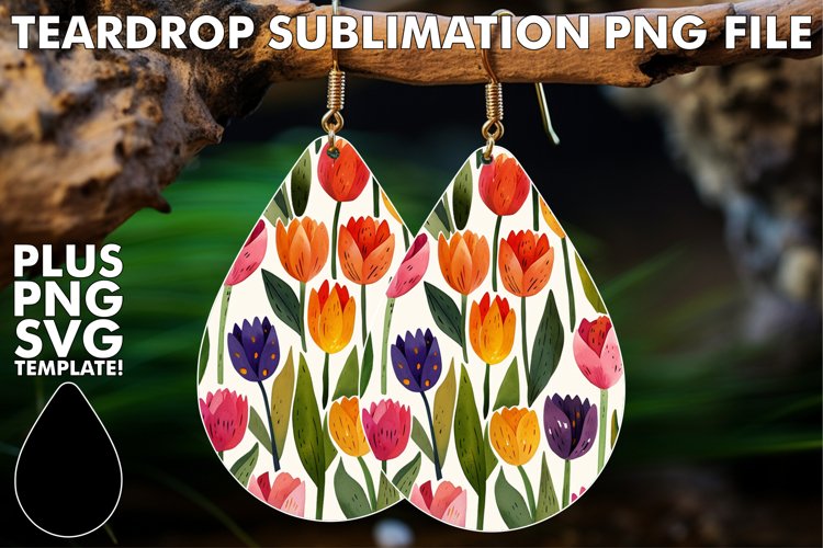 Floral Elegance on Teardrop Earrings - Sublimation