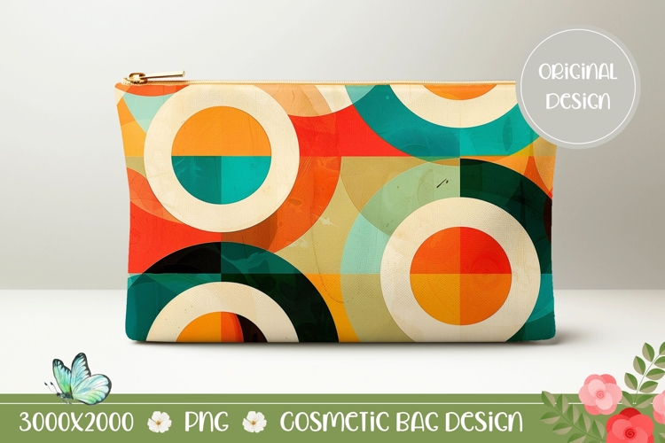Pastel Circles Cosmetic Bag, Retro Cosmetic Bag Sublimation