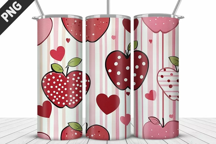 Apple Floral 20oz Tumbler Wrap | Valentine's Day Tumbler