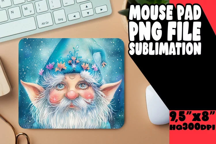 Whimsical Wonders: Watercolor Gnome Mouse Pad Design