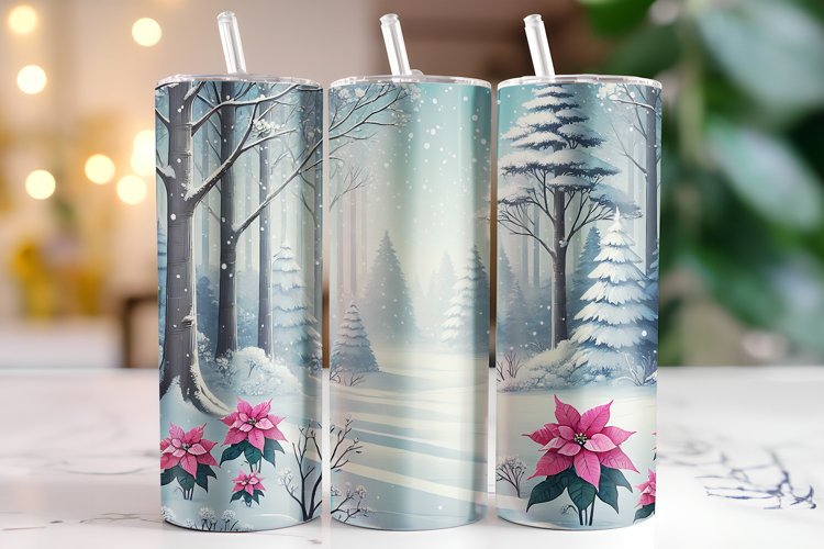 Snowy Trees Tumbler Wrap | Sublimation | Tumblers