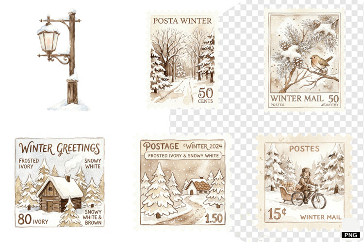 Winter Morning Mailbox Clipart example image 1