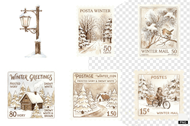 Winter Morning Mailbox Clipart