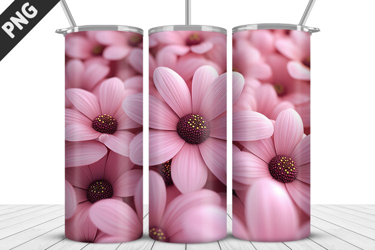 3D Daisy Flowers 20oz Tumbler Wrap | Sublimation Design