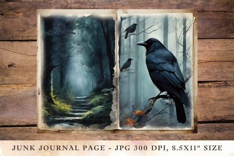 Printable Junk Journal Pages dark forest 4