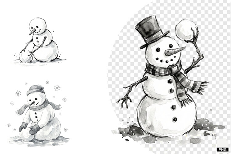 Snowman Party Clipart example image 1