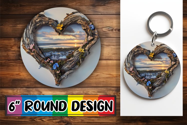 Summer Serenity Sublimation 3D Heart Frame example image 1