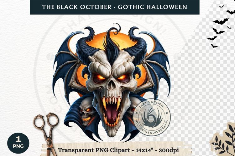 The Black October Gothic Halloween Clipart, Horror character