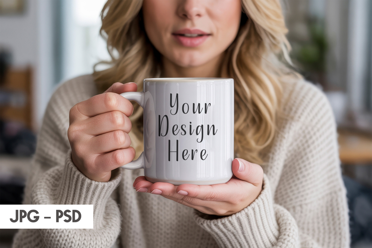 Hands Holding Mug Mockup PSD JPG