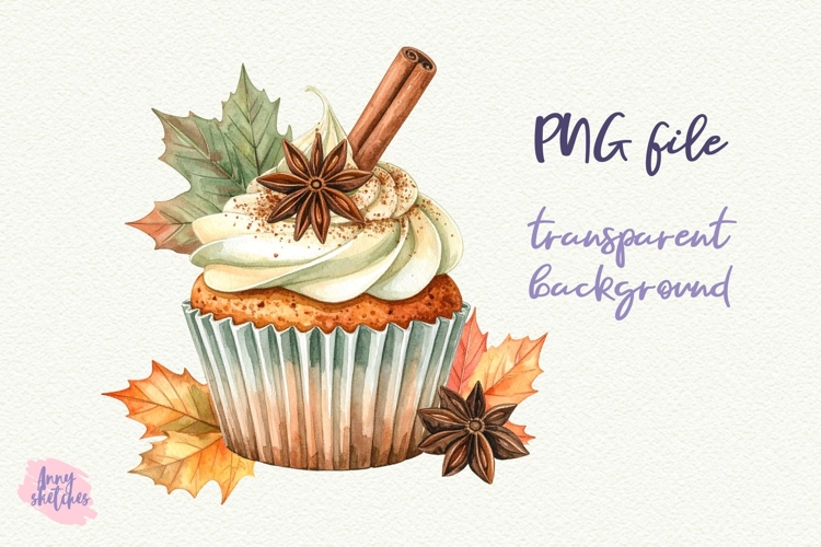 Orange Cinnamon Cupcake PNG Sublimation Fall Baking Clipart