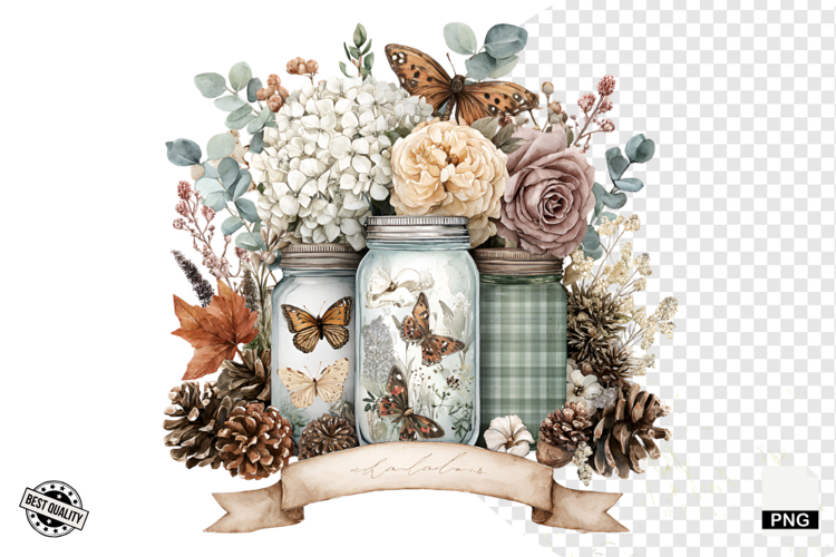 Fall Masons Jars Clipart