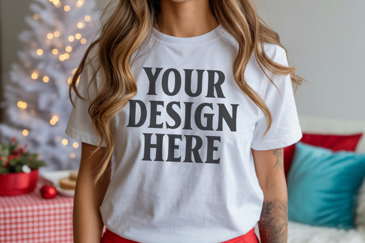 Christmas Bella Canvas 3001 Ash Shirt Mockup ,Trandy Mock