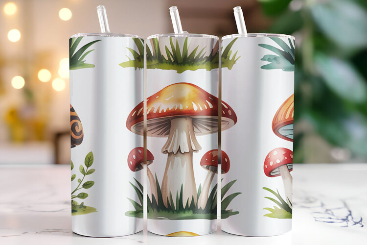 Mushrooms Tumbler Wrap | Sublimation | Tumblers example image 1
