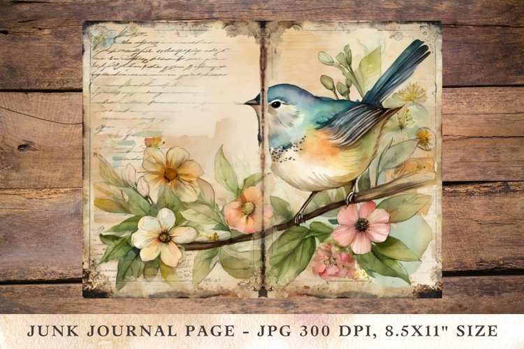 Printable Junk Journal Pages bird 1 example image 1