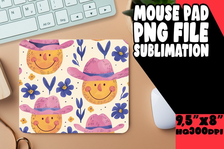 Whimsical Smile Pattern Mouse Pad Designs PNG