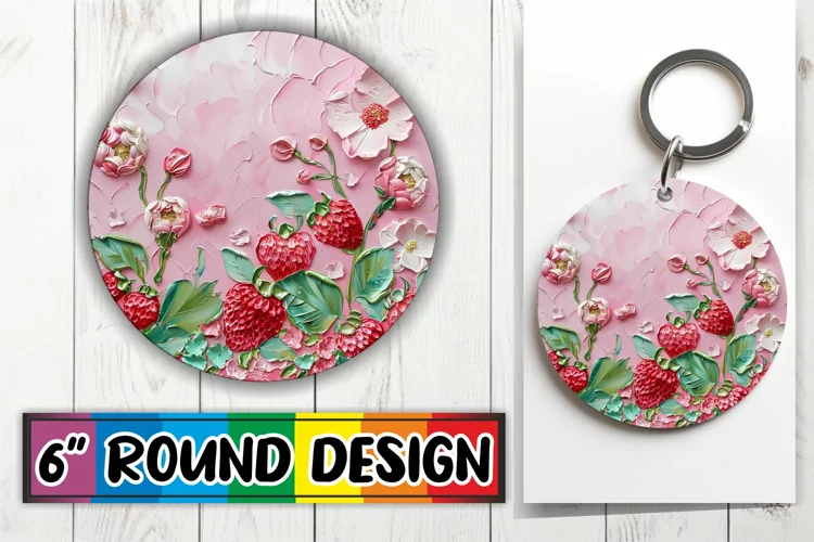 3D Bloom Round Keychain Design Art