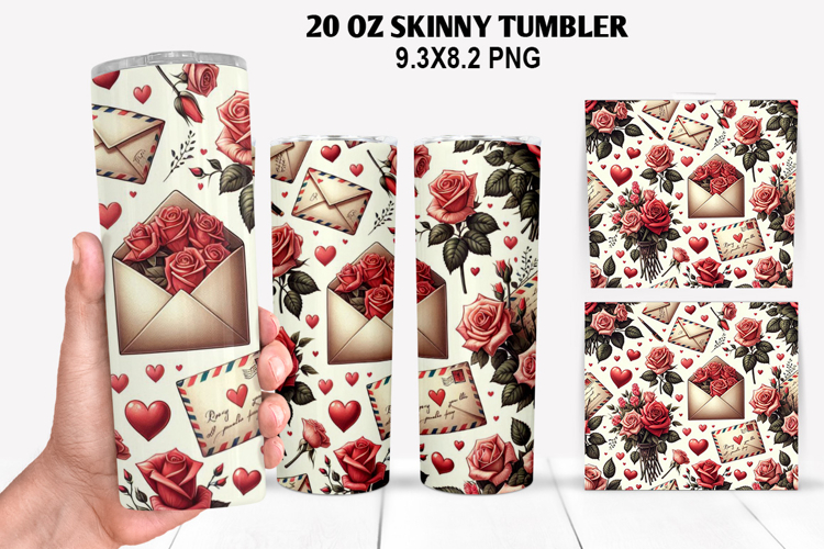Valentine Skinny Tumbler 20oz Wrap Design, Valentine Tumbler