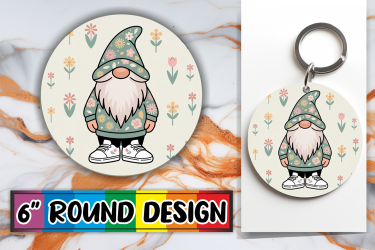 Cheerful Circle Keychain Magic, Spring Gnomes