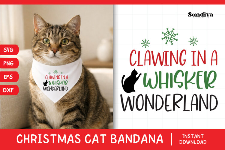 Christmas Cat Bandana Quotes SVG | Whisker Wonderland