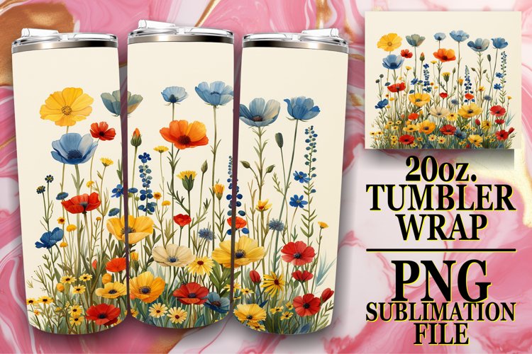 Whimsical Meadow of Flowers Tumbler Design