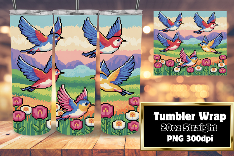 20oz Tumbler Design for Sublimation , Birds