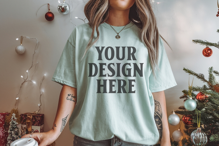 Chalky Mint Christmas Comfort Colors 1717 TShirt Mockup,cc17