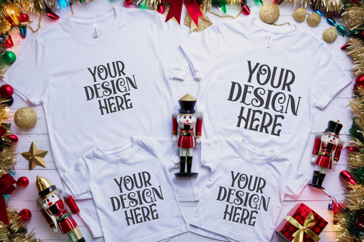 Christmas Family Matching Flat Lay T-Shirt Mockups