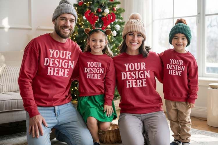 Christmas Family Matching T-Shirt Mockups | Holiday Group