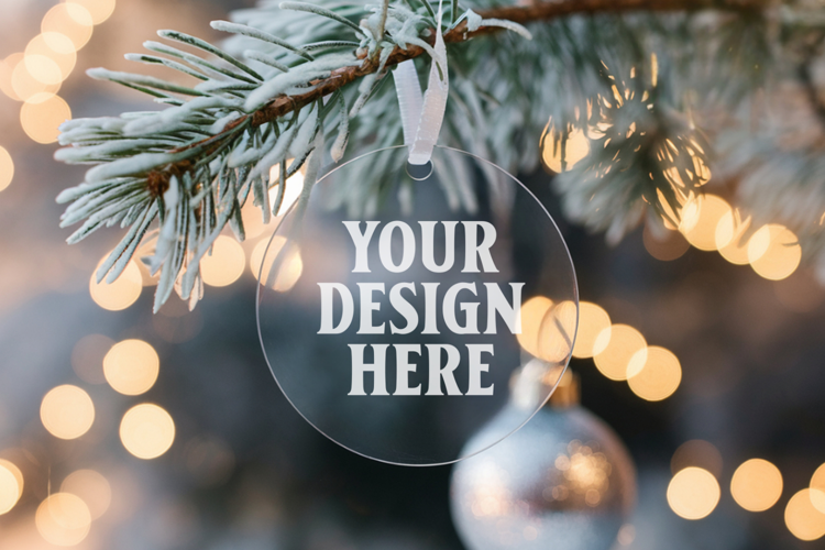 Acrylic Christmas Ornament Mockups | Clear Holiday Ornament