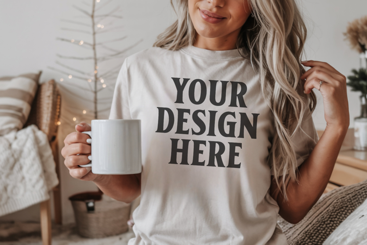 Christmas Comfort Colors 1717 Grey T-Shirt Mockup Real
