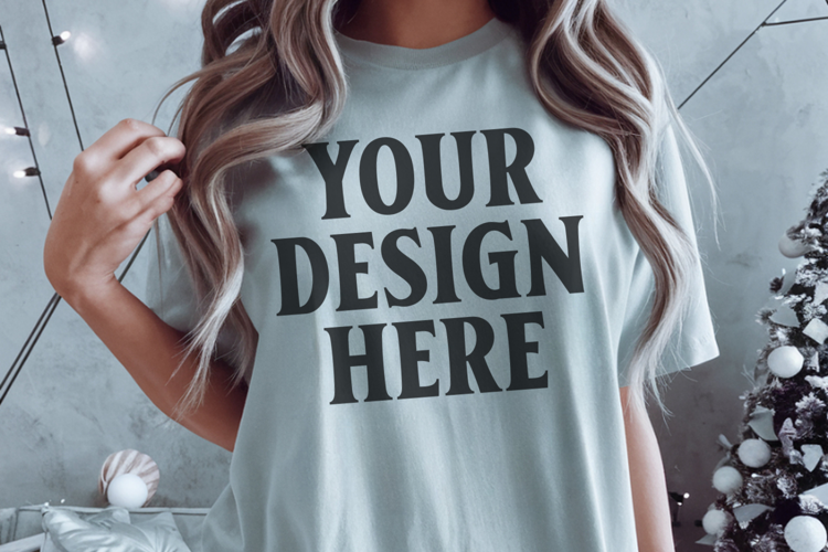 Grey Christmas Comfort Colors 1717 Mockups, CC 1717 m