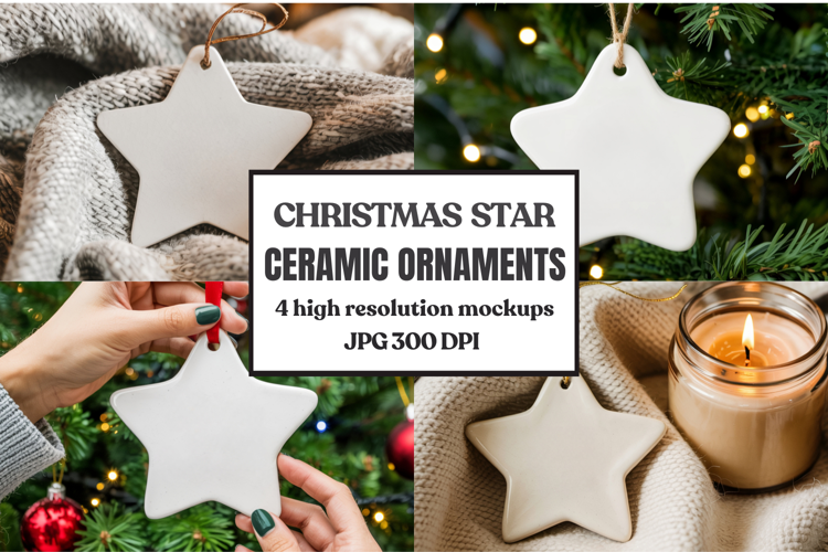 Christmas Star Ceramic Ornament Mockup | Holiday Star