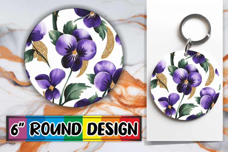 Timeless Keychain Circle Design, Flower Pattern