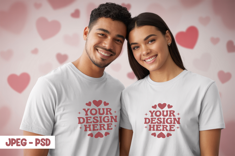 Valentine Couple T Shirt PSD JPEG Mockup