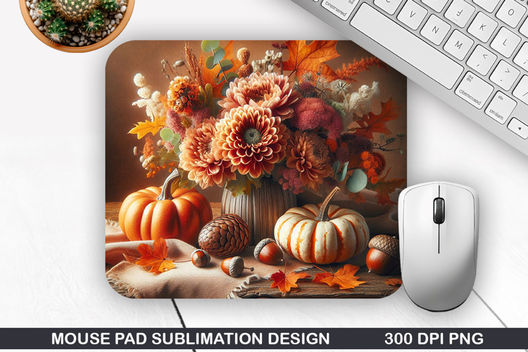 Flowers Mouse Pad Sublimation, Autumn Mouse Pad PNG Design
