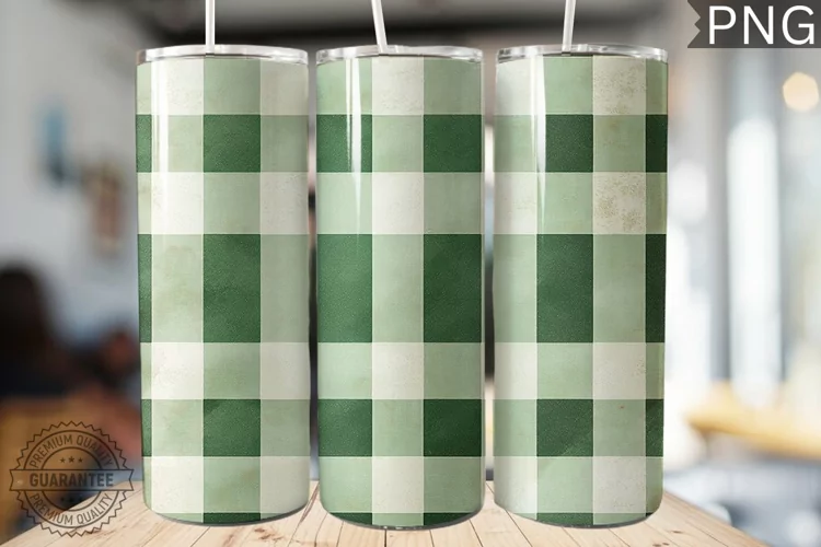 Green Plaid Tumbler Wrap - High Quality 300 Dpi