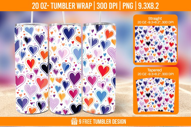 Rainbow Heart Shaped Tumbler Wrap Designs