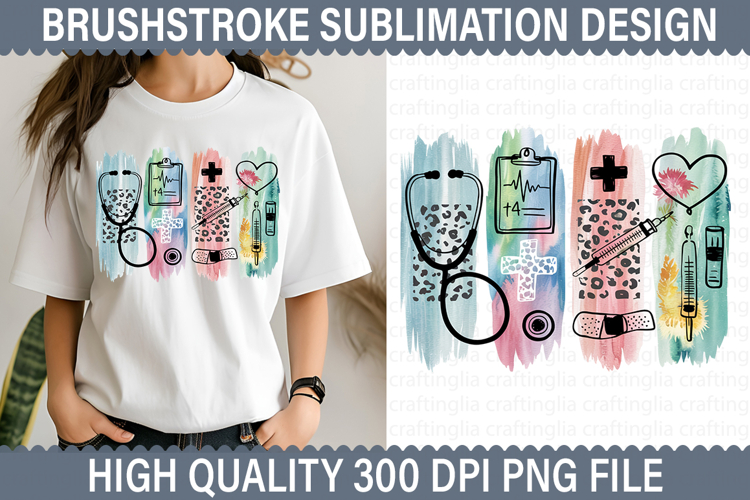 Nurse Brushstroke Sublimation Design - Brushstroke PNG