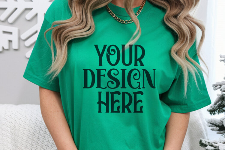 Island Green Comfort Colors 1717 Christmas Mockup, CC 1717 example image 1