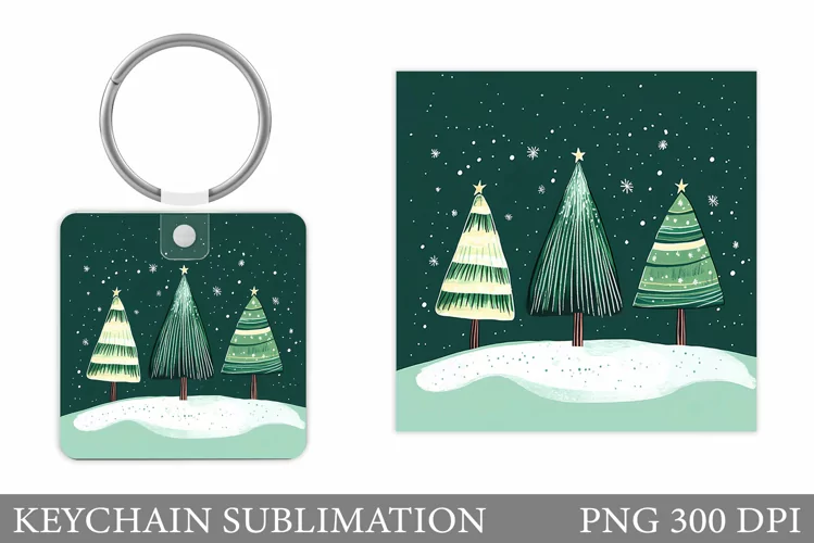 Christmas Tree Keychain. Christmas Keychain Sublimation