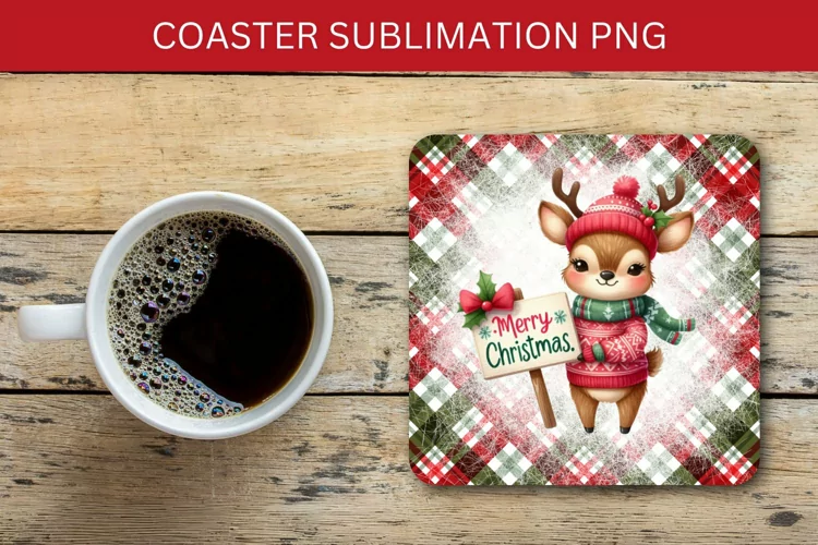 square coaster - christmas reindeers