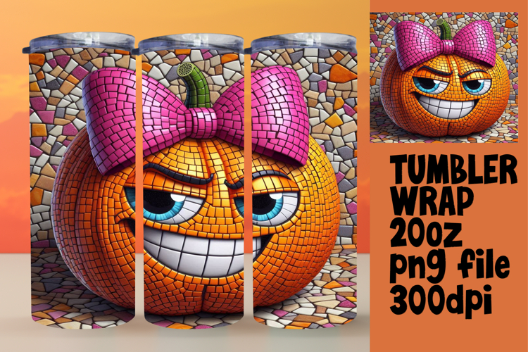 LUXE 20oz Tumbler Graphic for Sublimation , Cute Pumpkin
