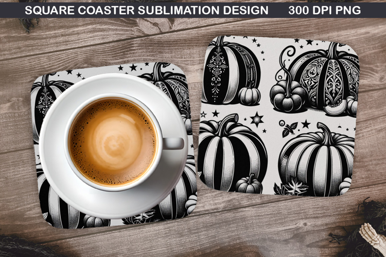 Pumpkin Coaster Sublimation, Halloween Coaster PNG Design