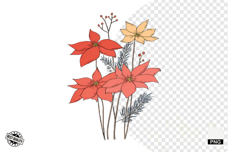 Christmas Doodle Wildflowers Clipart example image 1