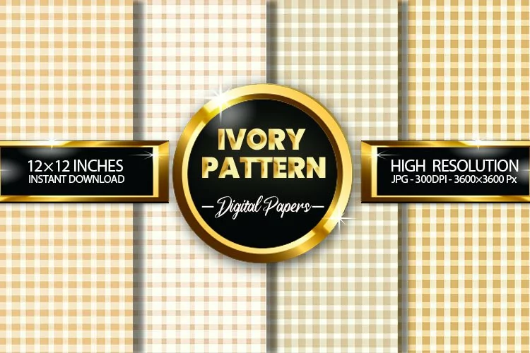Ivory Pattern Gingham Digital Papers - 04 Variations